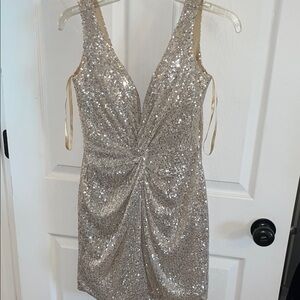 Dazzling Silver Sequin Mini Dress